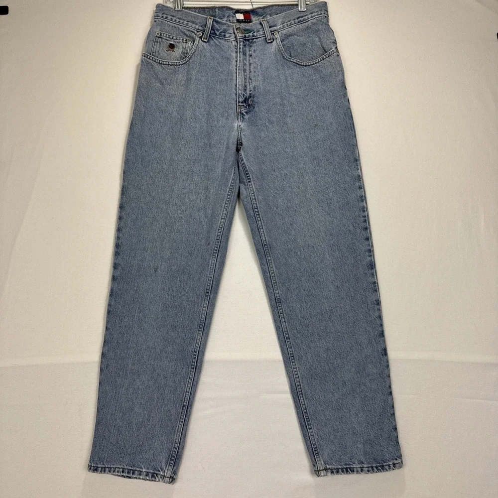 VTG Tommy Hilfiger Authentic Standard Denim Mens 34x30 Light Wash Straight Jeans